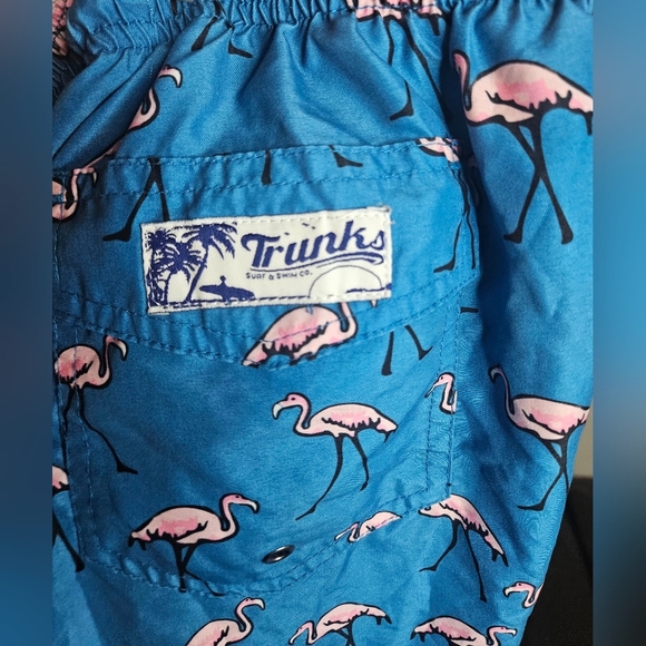 💙Surf & Swim Co. size L blue w/ pink flamingoes swim trunks mess lining pockets - Picture 4 of 7